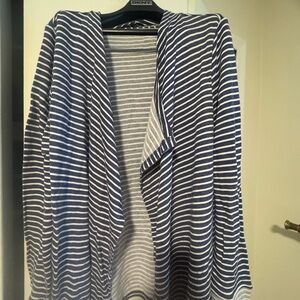 Fresh Produce -Women's denim Blue and White Striped cardigan